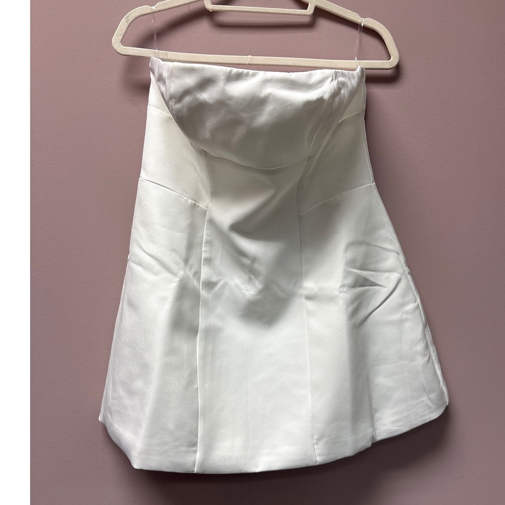 Showpo Catharine Mini Dress White Strapless A Line Bridal Party US 12 NEW